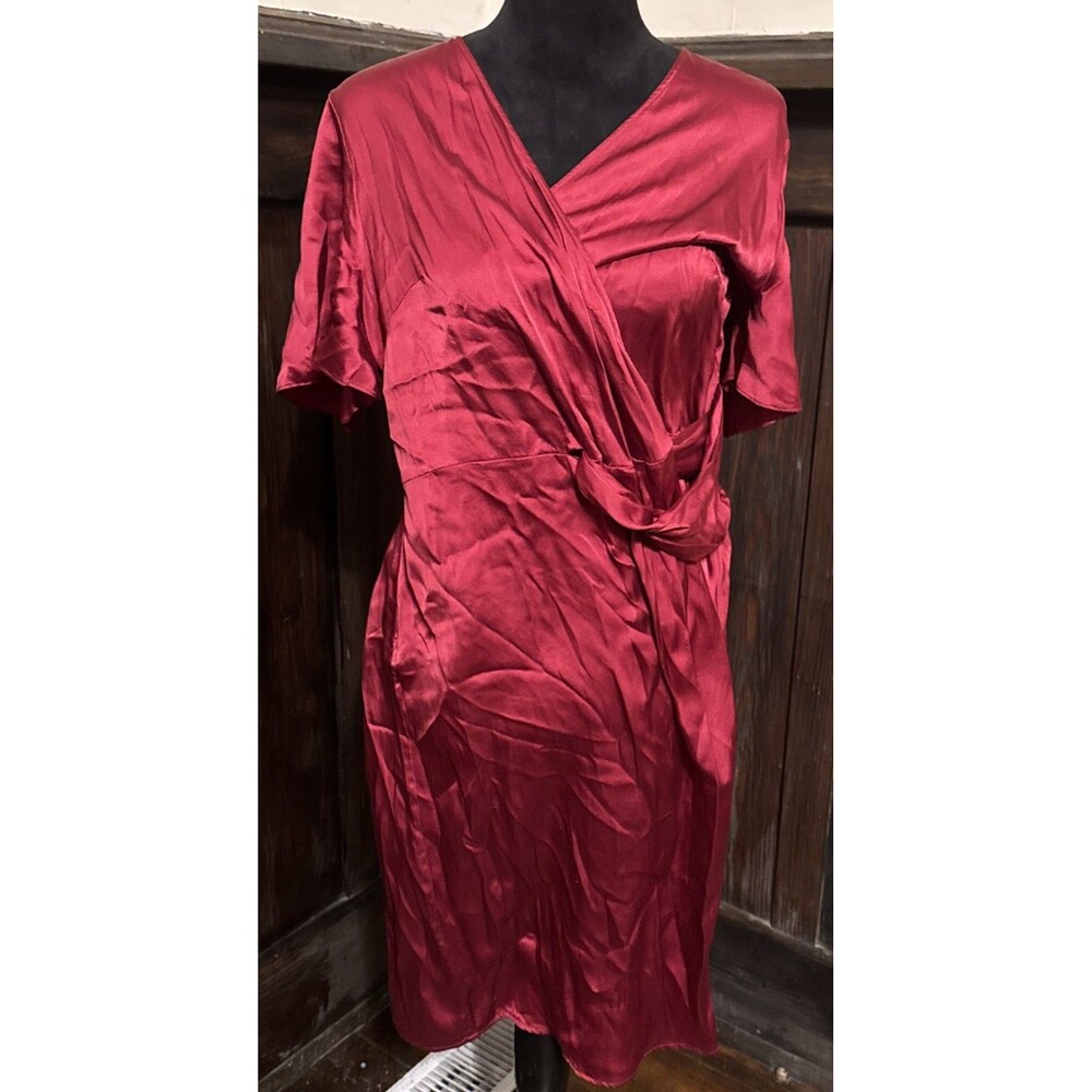 Lilysilk Red Wrap Dress XL Silk  Quiet Luxury Old Money